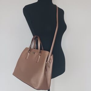 Kate Spade Rose Gold Leather Satchel Tote Crossbody Purse EUC